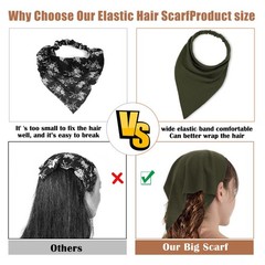 Gjinxi Triangle Bandana 5Pcs Elastic Scarf Headband Large Boho Head Scarves N…