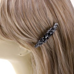 Hand Made Hair Jewelry swarovski crystal Flower Hair Barrettes Black Rhinestone