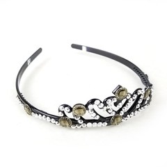 Black Crown Headband w/Silver Gem Stones