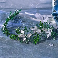 Bridal Headpieces Wedding Headband Rhinestone Hair Accessories Women Green