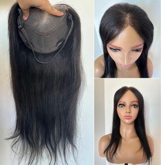 5.5″X6.3″ Transpanent Lace Front Cap 100% Human Hair Topper with Band 12″~18″