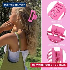 Sisiaipu 3.5 Inch Medium Hair Claw Clips 6 Pack Hair Clips for Women Square Rect