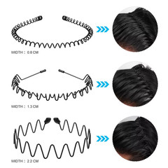 Unisex Black Elastic Non Slip Simple Metal Headbands for Men Women Wavy Hairband
