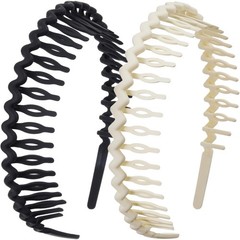 Alpinleux 2 Pcs Headband with 1 Count (Pack of 2), 2Pcs, Wavy-Black,White