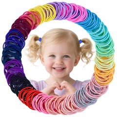 Baby Hair Ties for Girls – 200Pcs Small 1″ Elastic Toddler Hair Ties Ponytail Ho