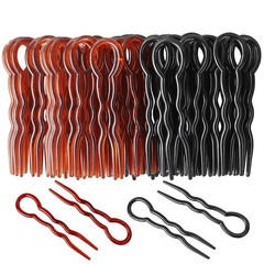 40 Pcs Plastic U Shaped Hair Pins Grip Fast Spiral Braid Brown