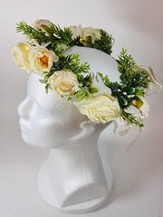 Ivory Rose Boho Flower Crown Wedding Festival Adjustable Hair Wreath Halo FH_B
