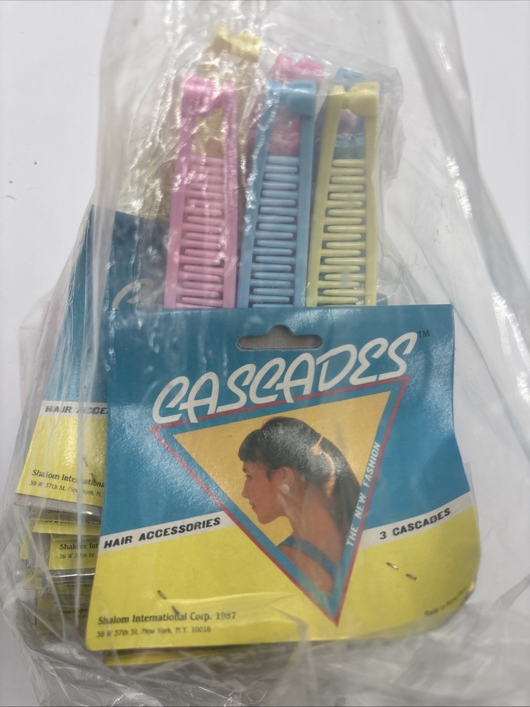 NOS 80s CASCADES 6” Banana Hair Clips Pastel 12 Packs 36 Total Vintage 80s Retro