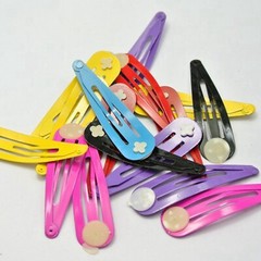 50 Pcs Mixed Color Snap Hair Clips with glue pad 36mm 46mm Baby Bows Girls