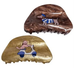 Anthropologie Euro Pups Dog Hair Claw Set of Two Blonde Brown Multi-Color New