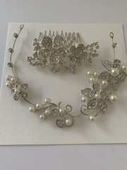Hair Accessories Wedding Or Communion Rhinestone&Faux Pearls In Silver Tone(67)
