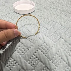 Gold Tone Metal Beaded Headband Hair Accessory/Small Wristband, Orange/Red Beads