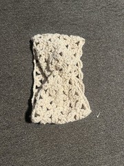 Handmade Crochet Twisted Headband | Acrylic | Beige Bow | Ear Warmer |