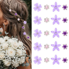 20Pcs Mini Purple Rhinestone Hair Accessories – Cute Decorative Floral Pins, Bar