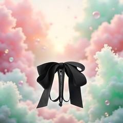 Black Bowknot Banana Clip, Satin Ribbon Bow Hair 1 Count (Pack of 1),