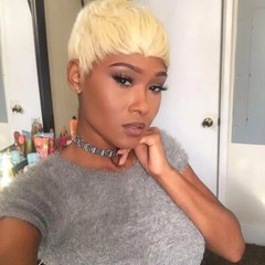 Short Blonde Pixie Human Hair Wigs for Women None Lace Fashion WIGS