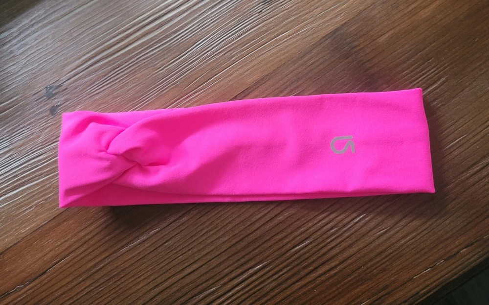 NWOT GAPfit TWIST KNOT HEADBAND VIBRANT PINK REFLECTIVE LOGO OS