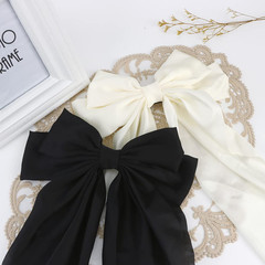 Atoden Hair Bows Black White Large Silky Satin Hair Bow for Women Girl 2Pcs Over