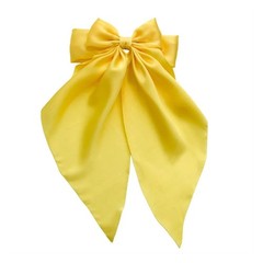 Ladies Satin Oversized Hair Bow Clip – Large Ribbon with Long Tail, Spring Clip