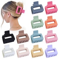 Sisiaipu 2 Inch Medium Hair Claw Clips 12 Pcs 1 Count (Pack of 12), Colorful
