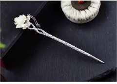 S925 Silver Chinese Lotus Women Hair Accessories Hairpin Retro Hanfu Hair Stick