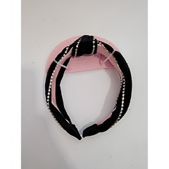 Juicy Couture Black Knotted Headband with Gold Rhinestone Trim