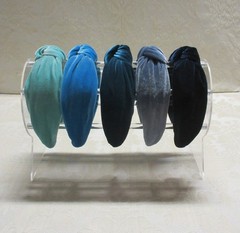 Handmade Retro Preppy Top Knot Aqua Turquoise Navy Blue Velvet Headband 5 Colors