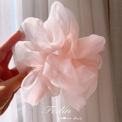 Summer Women Organza Big Scrunchies Korean Design Solid Color Elastic Hair Bands