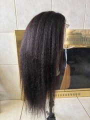 24in kinky Straight Human Hair 13×4 lace Frontal Wig