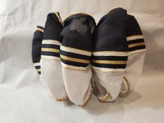 BLACK, WHITE & GOLD HAIR BOW WITH FRENCH BARRETT MEASURES 8X5