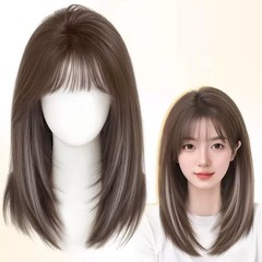 6″x6.3″Front Lace Women Black/Brown Highlight Synthetic Hair Topper Clip in 16″