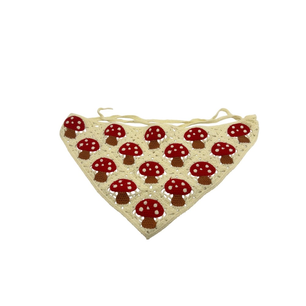 Sunday State MUSHROOM Crochet Granny Square Handkerchief Head Hair Scarf Boho