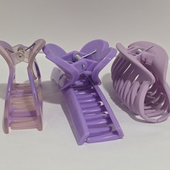 Purple Hair Claw Clips Set of 3 Butterfly Matte Round Opaque Pastel Lavender…