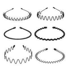 6PCS Metal Hair Bands, Spring Wavy Hair Hoop Unisex Black 6 Count (Pack of 1)