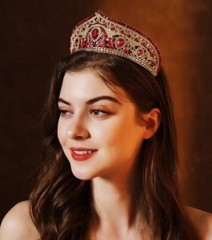 Women’s Tiara Crystal Wedding Royal Princess Queen Quinceañera Red