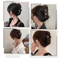 Black Wave Hair Clips Wave Pearl Hair Claw Clips for Thick/Thin Hair Metal Hair