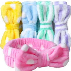 Teenitor 5pcs Makeup Headband with Removable Bow, Spa Headband for Washing Face