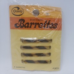 Vintage Goody Stay Tight Barrettes 2 inch Faux Tortoise 4 Pack 1975 #3603