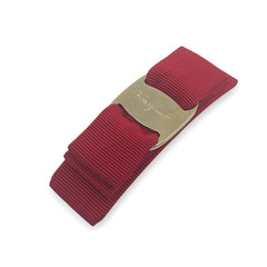 Salvatore Ferragamo Vintage Vara Bow Hair Barrette Clip Red Gold-tone