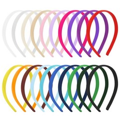 Headbands for Girls Women 20pcs 0.6 Inch Multicolored Narrow Thin Satin Headb…