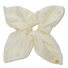 NEW Lele Sadoughi Square Scrunchie in Ivory With Gold Logo Charm