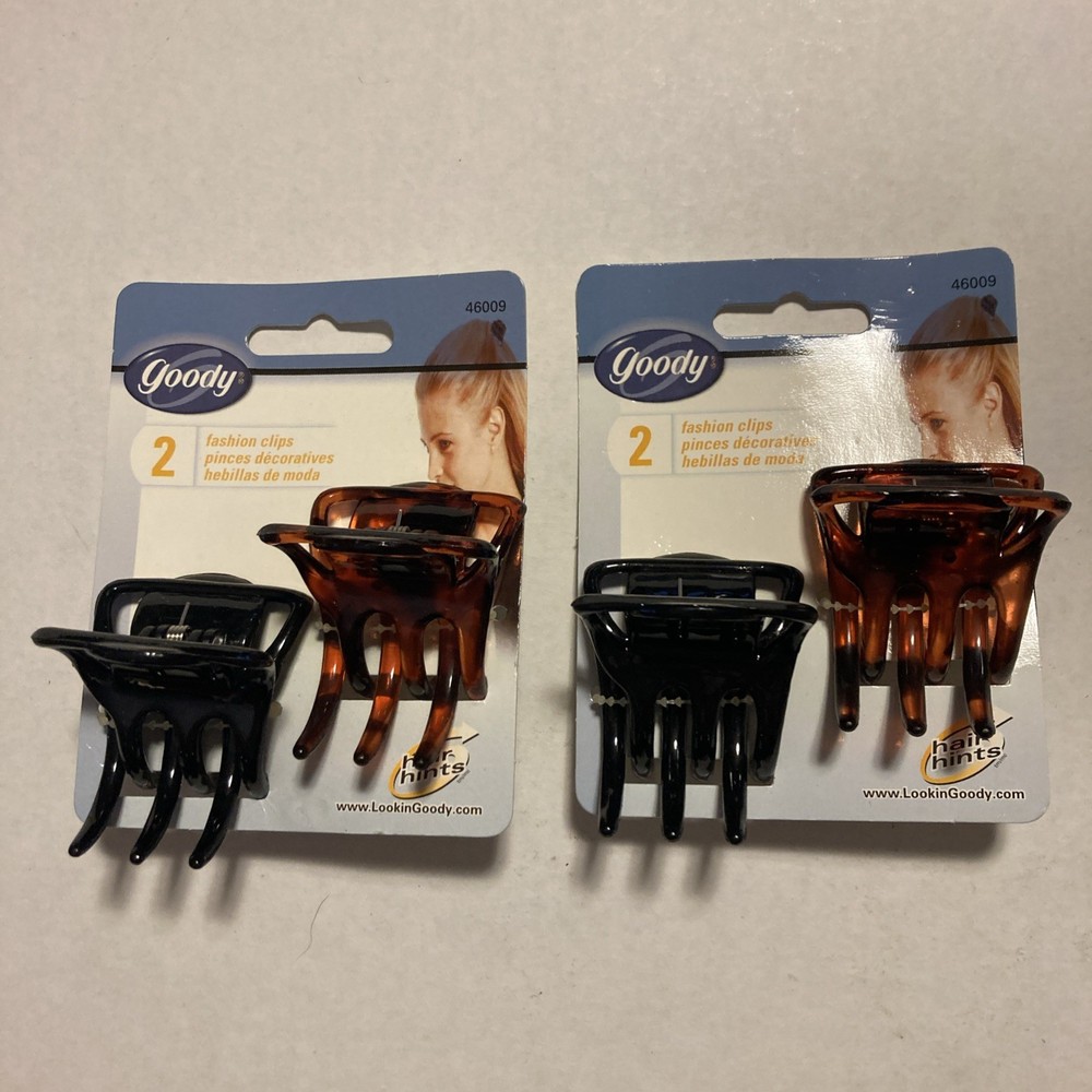 Goody 1.5” Claw Jaw Fashion Clips – 2 Sets Black Brown New 2000 G72 Y1