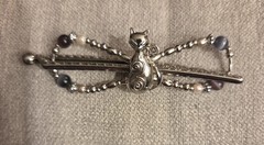 Lilla Rose Cat Lady Silver Tone Beaded Medium Flexi Hair Clip Ornament