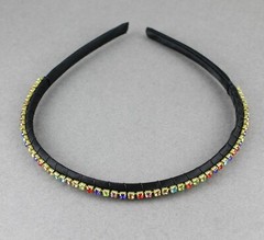 Black skinny crystal multi colors hair band headband skinny narrow satin