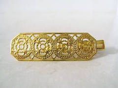 Small gold or silver filigree hair barrette alligator clip bridal clip bridal