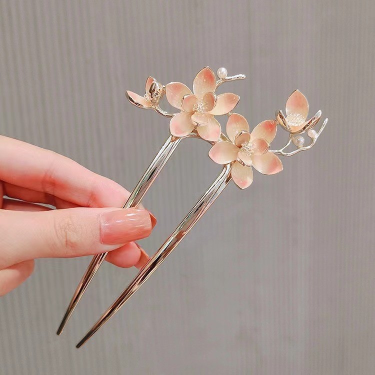 Peach Blossom U-Shaped Hairpin New Chinese Style Hair Accessory for Hairdo