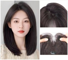 3.5×4.3″Free Part Lace Heat Resistant Straight Synthetic Hair Topper Clip in 16″