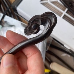 18cm Exquisitely Chinese Retro Ebony Wood Auspicious Clouds Ruyi Hairpin
