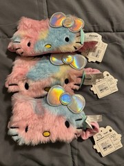 Claire’s Sanrio Hello Kitty Multicolor Fuzzy Plush with Bow Stretch, Mask.