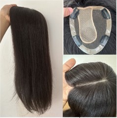 4.7″x5.5″ Mono with Silk Top Part Virgin Human Hair Topper for Women 10″~18″